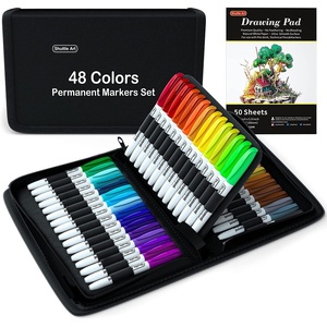 image:imageShuttle Art Permanent Marker 30 Colors Ultra Fine Point Assorted Colors Works on PlasticWoodStoneMetal and Glass for Kids Adult Coloring Doodling Marking48 Colors with Travel Bag