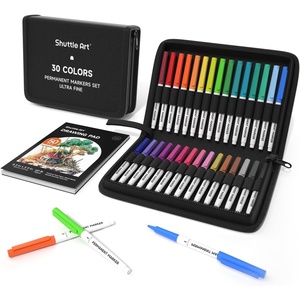 image:imageShuttle Art Permanent Marker 30 Colors Ultra Fine Point Assorted Colors Works on PlasticWoodStoneMetal and Glass for Kids Adult Coloring Doodling Marking30 Colors Ultra Fine with Travel Bag