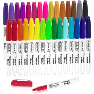 image:imageShuttle Art Permanent Marker 30 Colors Ultra Fine Point Assorted Colors Works on PlasticWoodStoneMetal and Glass for Kids Adult Coloring Doodling Marking30 Colors