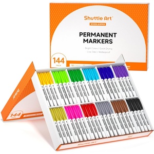 image:imageShuttle Art Permanent Marker 30 Colors Ultra Fine Point Assorted Colors Works on PlasticWoodStoneMetal and Glass for Kids Adult Coloring Doodling Marking12 Colors
