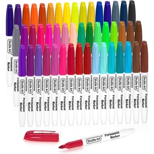 image:imageShuttle Art Permanent Marker 30 Colors Ultra Fine Point Assorted Colors Works on PlasticWoodStoneMetal and Glass for Kids Adult Coloring Doodling Marking48 Colors
