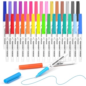 image:imageShuttle Art Permanent Marker 30 Colors Ultra Fine Point Assorted Colors Works on PlasticWoodStoneMetal and Glass for Kids Adult Coloring Doodling MarkingAssorted Colors