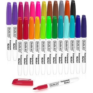 image:imageShuttle Art Permanent Marker 30 Colors Ultra Fine Point Assorted Colors Works on PlasticWoodStoneMetal and Glass for Kids Adult Coloring Doodling Marking24 Colors