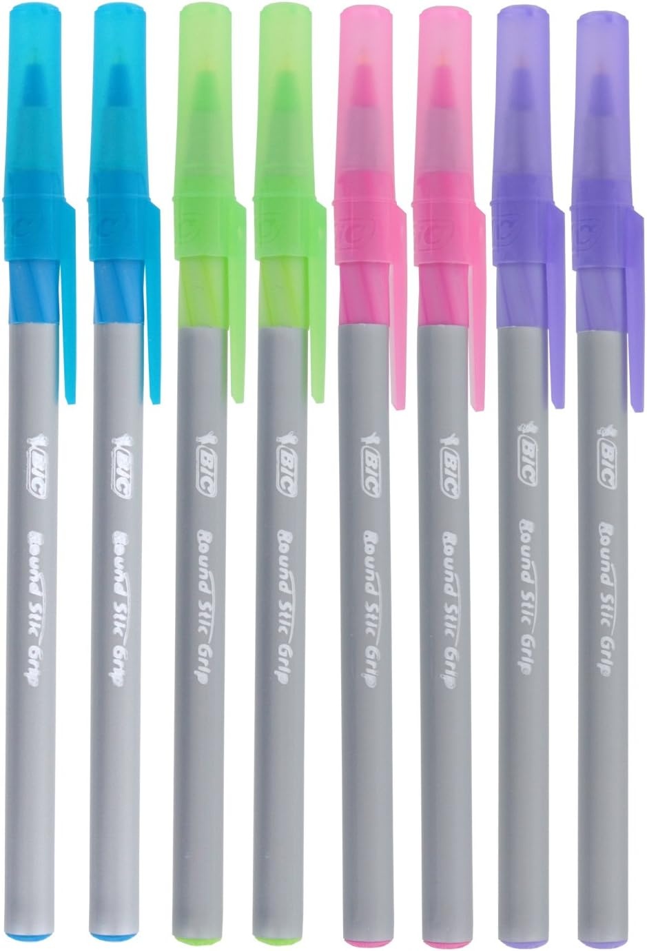 image:imageBIC Round Stic Grip Xtra Comfort Fashion Ballpoint Pens Assorted Fashion Colors Pack of 8