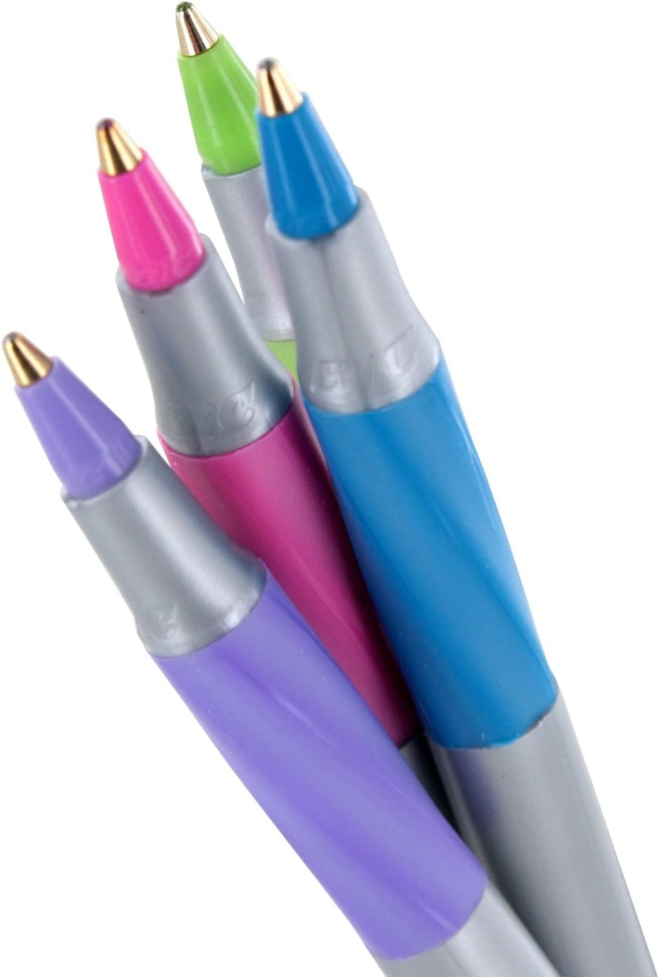 image:imageBIC Round Stic Grip Xtra Comfort Fashion Ballpoint Pens Assorted Fashion Colors Pack of 8