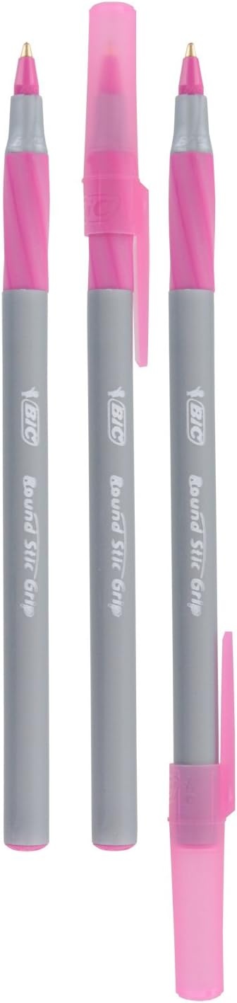 image:imageBIC Round Stic Grip Xtra Comfort Fashion Ballpoint Pens Assorted Fashion Colors Pack of 8