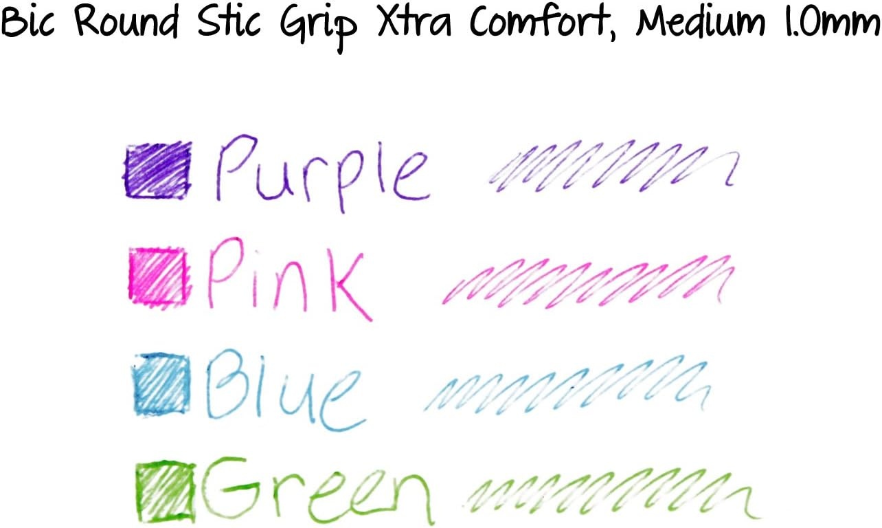 image:imageBIC Round Stic Grip Xtra Comfort Fashion Ballpoint Pens Assorted Fashion Colors Pack of 8