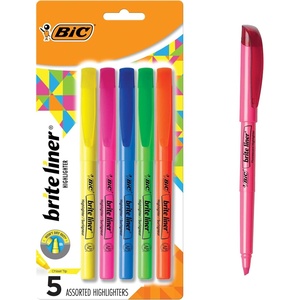 image:imageBIC Brite Liner Colored Highlighters Chisel Tip 5 Assorted Colors 48 PackAssorted