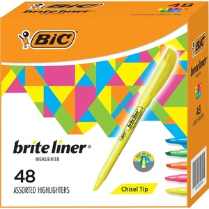 image:imageBIC Brite Liner Colored Highlighters Chisel Tip 5 Assorted Colors 48 PackAssorted Colors