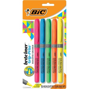 image:imageBIC Brite Liner Colored Highlighters Chisel Tip 5 Assorted Colors 48 PackAssorted with Grip
