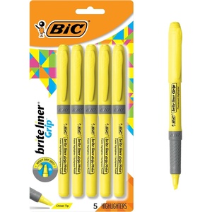 image:imageBIC Brite Liner Colored Highlighters Chisel Tip 5 Assorted Colors 48 PackYellow with Grip