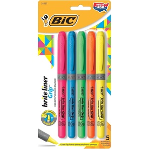 image:imageBIC Brite Liner Grip Highlighters Assorted Colors Pack Of 5