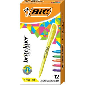 image:imageBIC Brite Liner Highlighters Chisel Tip 12Count Pink Set for OrganizingAssorted
