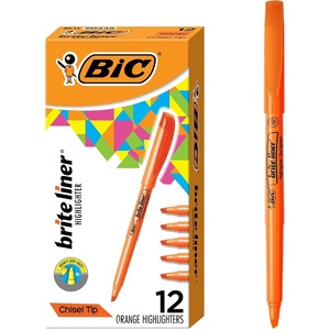 image:imageBIC Brite Liner Highlighters Chisel Tip 12Count Pink Set for OrganizingOrange