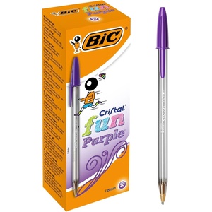 image:imageBIC Cristal Fun Ballpoint Pens with 5 Assorted Ink Colours Wide Point 16 mm Pack of 10Purple