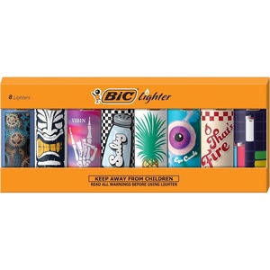 image:imageBIC Maxi Pocket Lighters Safe and Reliable 8Pack with Tattoo DesignsCutting Edge