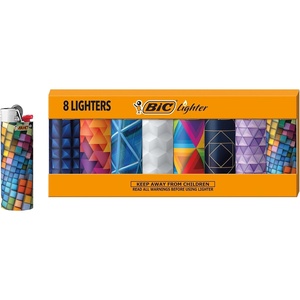 image:imageBIC Maxi Pocket Lighters Safe and Reliable 8Pack with Tattoo DesignsGeometric