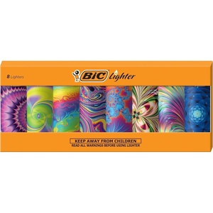 image:imageBIC Maxi Pocket Lighters Safe and Reliable 8Pack with Tattoo DesignsPsychedelic