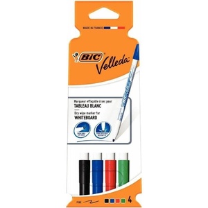 image:imageBIC Velleda 1721 Whiteboard Markers  Assorted Colours Pack of 4 Dry Erase Pens for School or OfficeAssorted