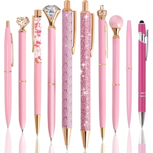 image:imageDAIKOYE 10 Pcs Ballpoint Pens Set Party Favors for Kids Pink Gifts Pink Pens for Women Girls Office Supplies School Supplies Black Ink Metal Crystal Diamond PensPink