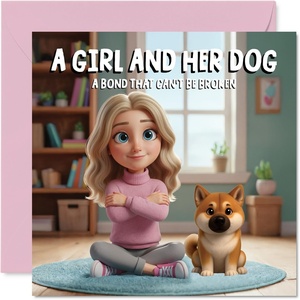 image:imageStuff4 Bichon Frise Birthday Card for Women A Girl and Her DogAkita