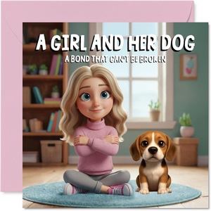 image:imageStuff4 Bichon Frise Birthday Card for Women A Girl and Her DogBeagle