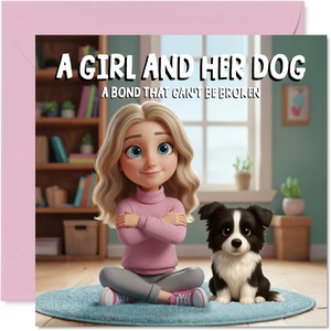 image:imageStuff4 Bichon Frise Birthday Card for Women A Girl and Her DogBorder Collie