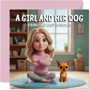 image:imageStuff4 Bichon Frise Birthday Card for Women A Girl and Her DogChihuahua