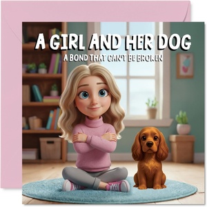 image:imageStuff4 Bichon Frise Birthday Card for Women A Girl and Her DogCocker Spaniel