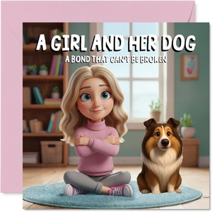 image:imageStuff4 Bichon Frise Birthday Card for Women A Girl and Her DogCollie