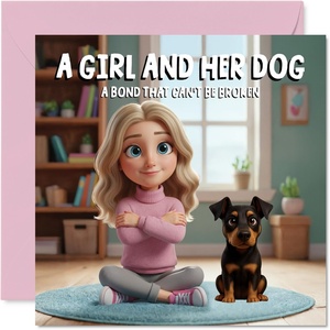 image:imageStuff4 Bichon Frise Birthday Card for Women A Girl and Her DogDoberman Pinscher