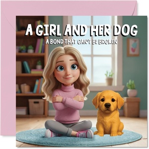 image:imageStuff4 Bichon Frise Birthday Card for Women A Girl and Her DogGolden Retriever