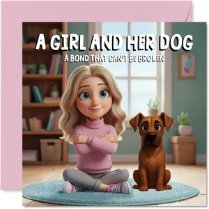 image:imageStuff4 Bichon Frise Birthday Card for Women A Girl and Her DogGreat Dane