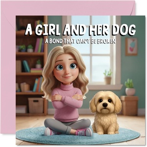 image:imageStuff4 Bichon Frise Birthday Card for Women A Girl and Her DogHavanese
