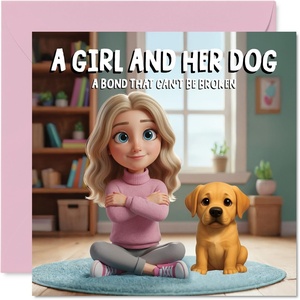 image:imageStuff4 Bichon Frise Birthday Card for Women A Girl and Her DogLabrador Retriever