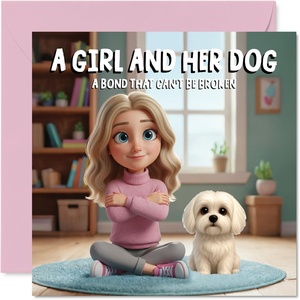image:imageStuff4 Bichon Frise Birthday Card for Women A Girl and Her DogMaltese
