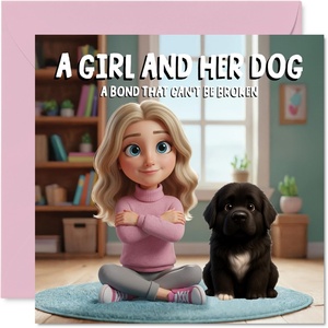 image:imageStuff4 Bichon Frise Birthday Card for Women A Girl and Her DogNewfoundland
