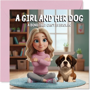 image:imageStuff4 Bichon Frise Birthday Card for Women A Girl and Her DogSaint Bernard