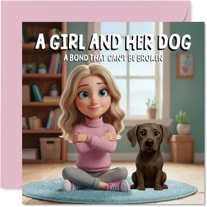 image:imageStuff4 Bichon Frise Birthday Card for Women A Girl and Her DogWeimaraner