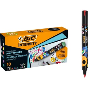 image:imageBIC Intensity Paint Markers Medium Bullet Nib for Multiple Surfaces NonToxic  Assorted Classic and Pastel Colours Box of 10box of 10
