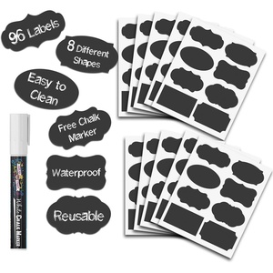 image:imagePremium Chalkboard Labels  Removable Blackboard Sticker Labels for Jars Reusable with Erasable White Chalk Marker Included 96 Pack Black
