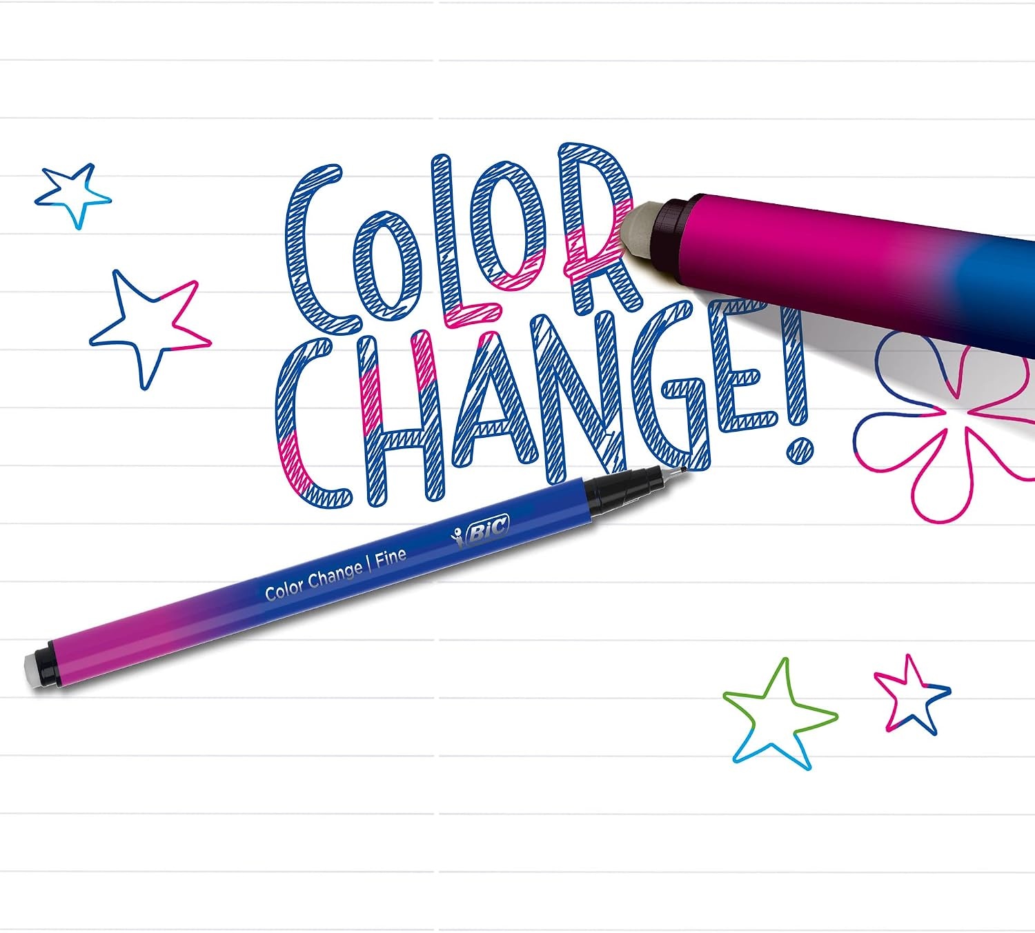 image:imageBIC Intensity 12Pack Color Change 04mm Fine Tip Felt Pen with a Unique ColorChanging Technology for Crative Writing