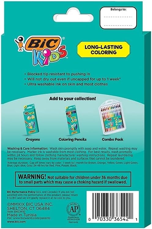 image:imageBIC Kids Ultra Washable Markers Medium Point Assorted Colors 20Pack BKCM20AST