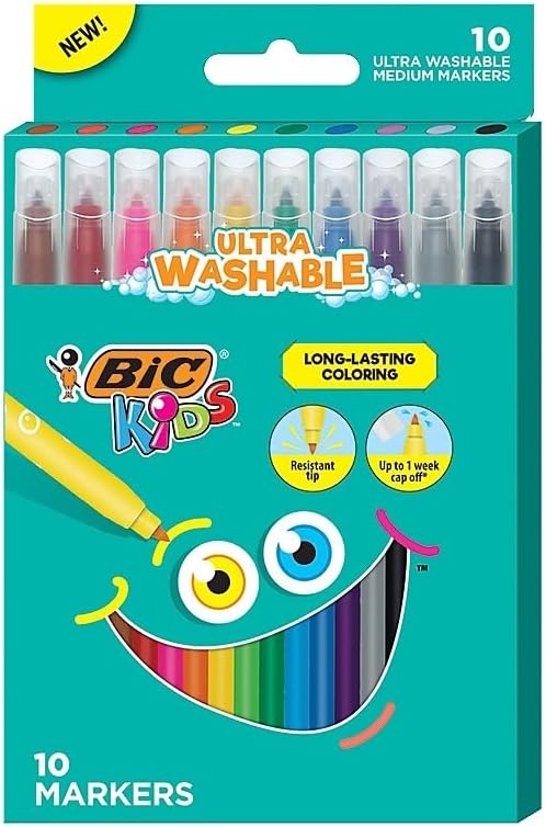 image:imageBIC Kids Ultra Washable Markers Medium Point Assorted Colors 20Pack BKCM20AST