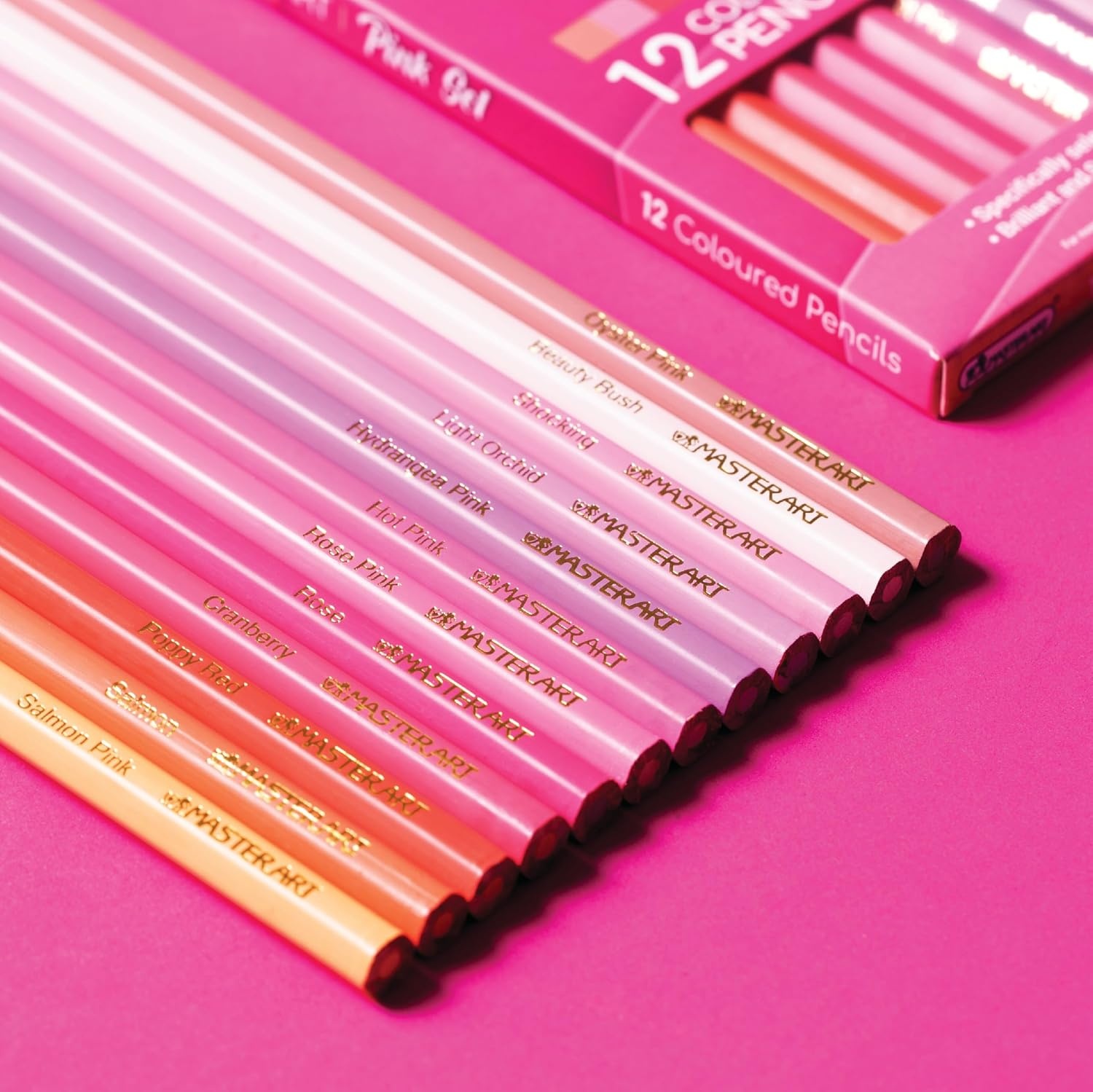 image:imageMASTERART Colored Pencils Special Collection Set of 12 Colors for Kids and Adults Coloring PINK SET