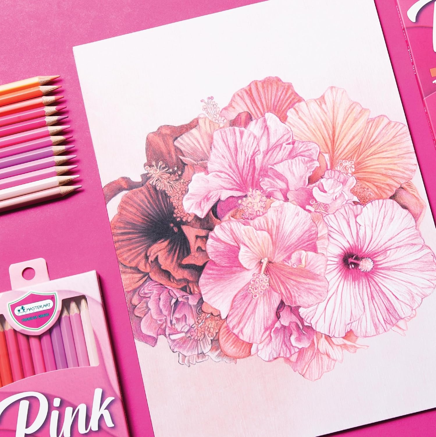 image:imageMASTERART Colored Pencils Special Collection Set of 12 Colors for Kids and Adults Coloring PINK SET