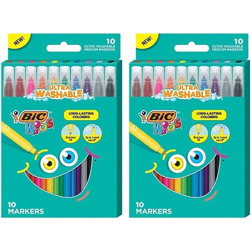 image:imageBIC Kids Ultra Washable Markers Medium Point Assorted Colors 20Pack BKCM20AST