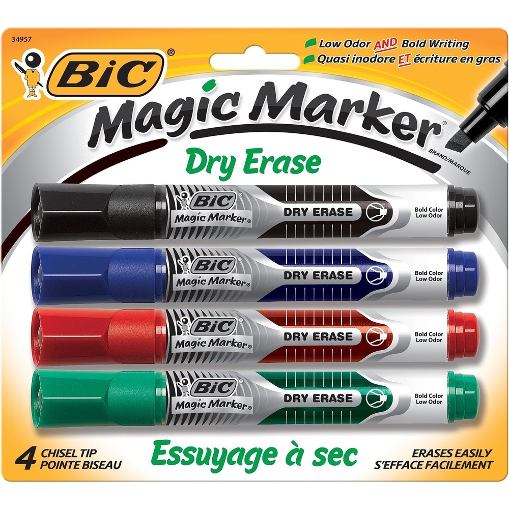 image:imageBic GELITP41AST Magic Marker Dry Erase Tank Assorted Colors 4 Pack