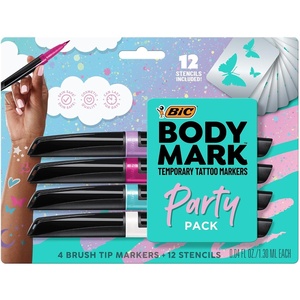 image:imageBIC BODYMARK Party Pack Temporary Tattoo Marker for Skin 4 Count