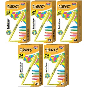 image:imageBIC Brite Liner Highlighter Chisel Tip Assorted Colors 24 Count 5 Boxes